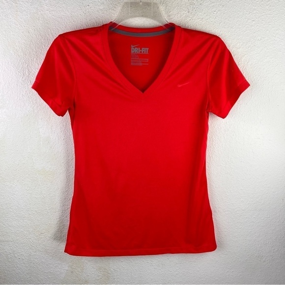 Nike Tops - NIKE DRI-FIT Regular Fit V-Neck Tee. Orange. 100% Polyester. Short Sleeves.